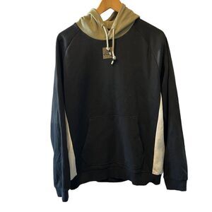 KAPPA Black, Khaki Green, & White Trim Front Logo Hooded Pullover Sweatshirt XL